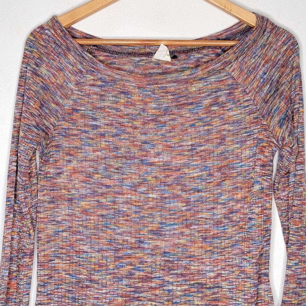 Akemi + Kin XS Multicolored Boat Neck Women's Bell Long Sleeve Top - Picture 3 of 6